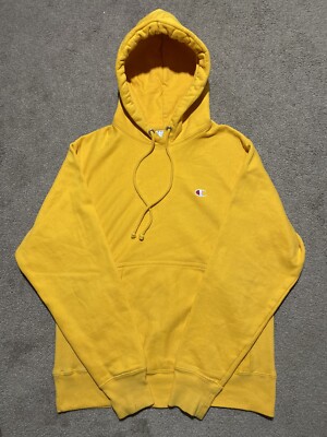 Vintage Champion Reverse Weave Hoodie Mustard Mens Size