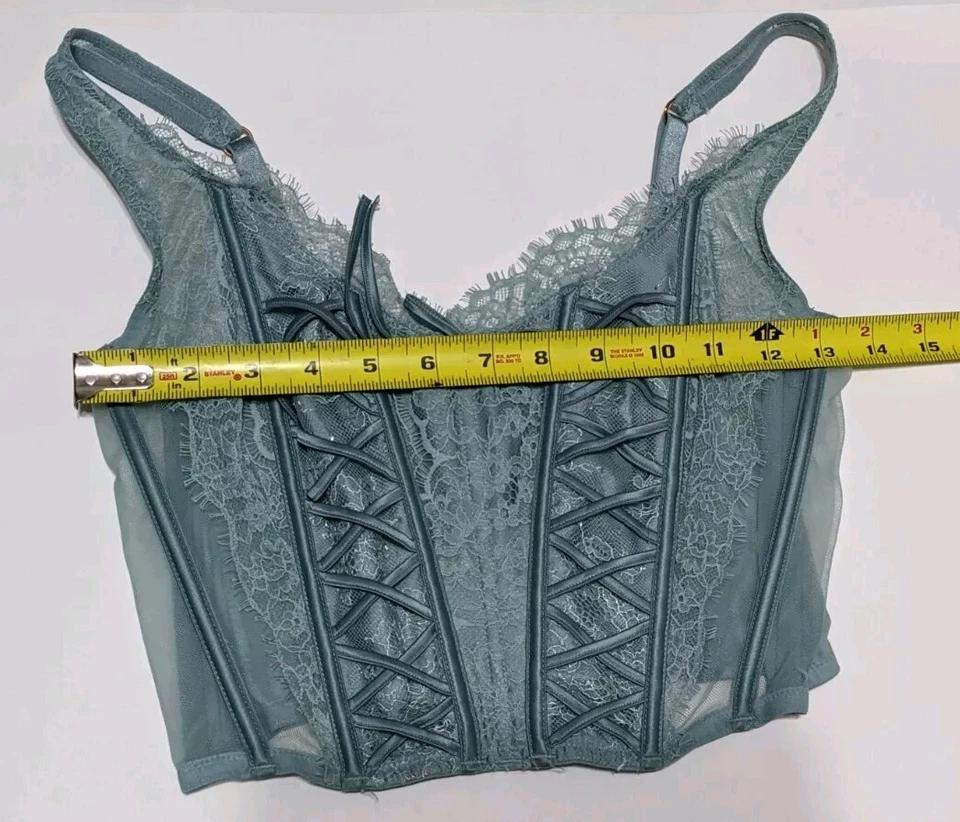 Victoria’s Secret Dream Angel Small Green Unlined Lace-Up Corset Bustier Top N26 - Image 4 of 4