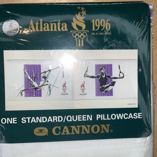 Atlanta 1996 Olympics Cannon Pillowcase Gymnastics VTG USA made Pillow Case NOS - Picture 2 of 4
