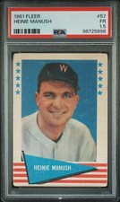 1961 FLEER #57 HEINIE MANUSH PSA 1.5