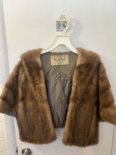 Vintage 50 s Lloyds Furs Denver Real Mink Stole, Shawl Lined. Brown Mink Cape