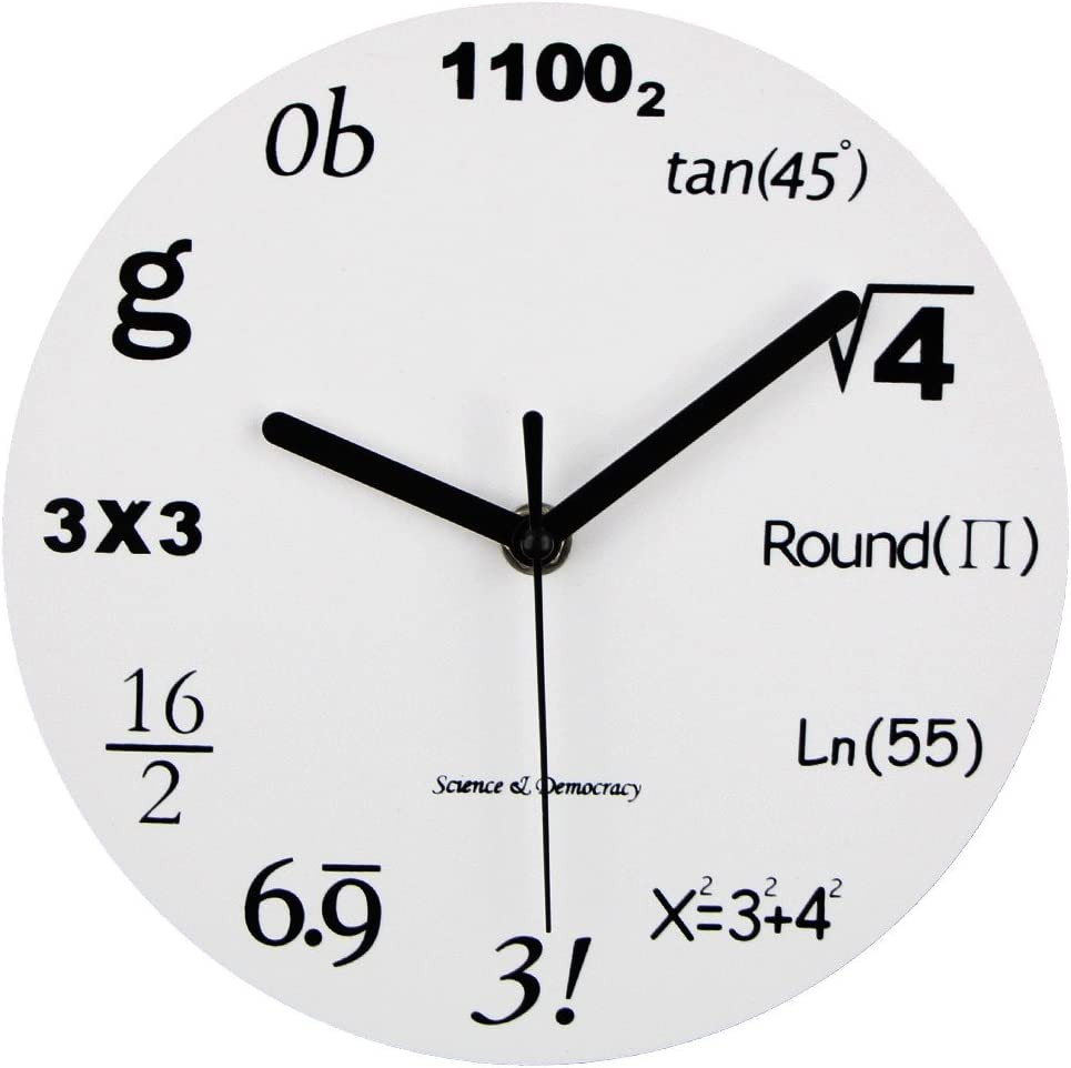 8" Math Clock, Timelike Unique Wall Clock Modern Design Novelty Maths Equation C