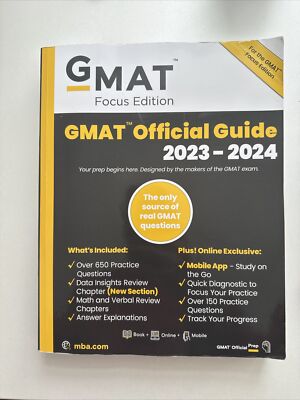 GMAT Focus Official Guide Test Buch 2023-2024 mit Whiteboard, Stift und Eraser