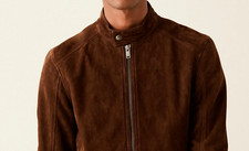 Men's Brown Suede Racer Jacket