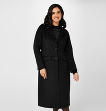 Biba Wool Trench Coat Black Uk Size 12 *ref124