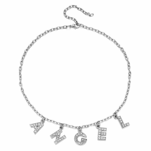 Collana Donna Choker Lettera Angelo Cristallo Pedente Collo Catena Strass Gioielli - Foto 6 di 6
