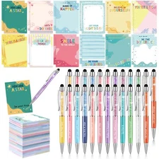 Teling 48 Pcs Inspirational Gifts Set Motivational Sticky Notes Encouraging Pens