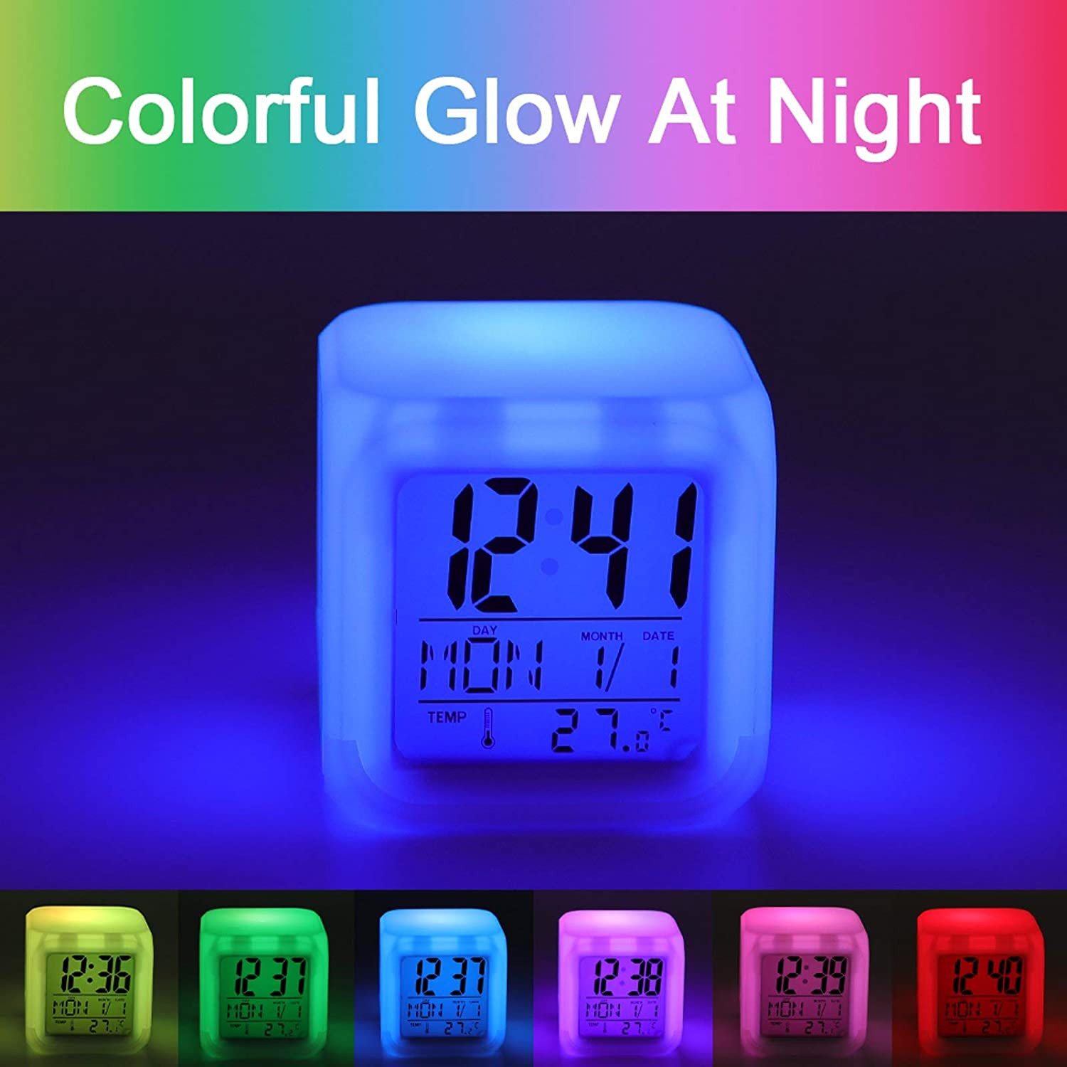 Summer Beach Beachy Starfish Seashell Alarm Clock for Kids 7 LED Color Changing
