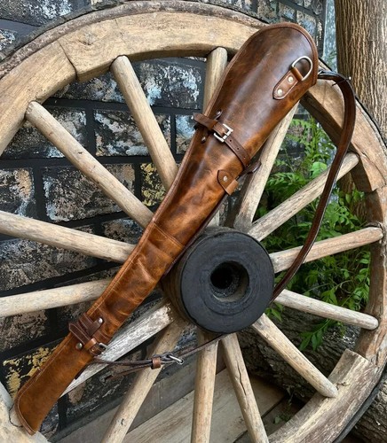 Fourreau En Toile Matelassée Et Cuir 132 Cm Pour Fusil De Chasse Housse Avec Bandouliere Reglable
