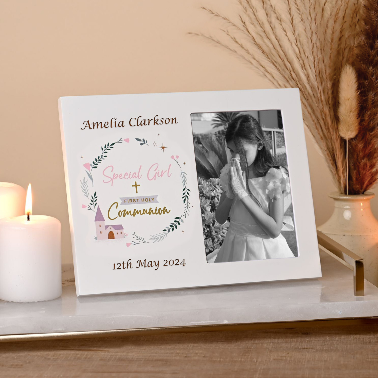 Personalised Girl's Wooden 1st Holy Communion Photo Frame First Communion Gift