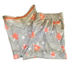 Wondernation Grey Star Print Long Sleeve Shorts Pj Set Girls Size XL 14/16 