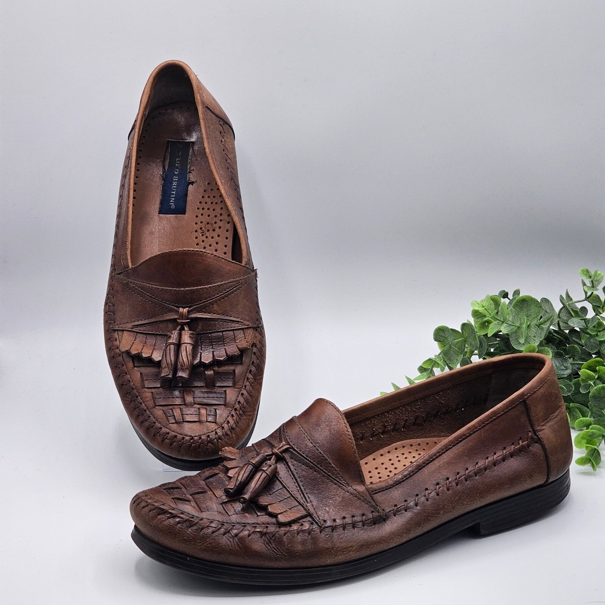 Giorgio Brutini Leather Loafers Tassel Woven Casual Comfort  display picture 3