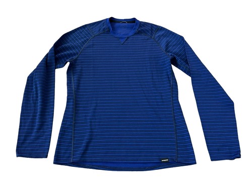 Patagonia blue striped All Weather zip neck athletic pullover top