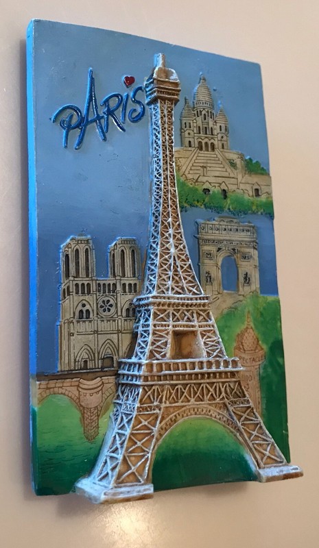 Vtg Paris France Souvenir Magnet - Eiffel Tower Notre Dame Arc De Triomphe 3D