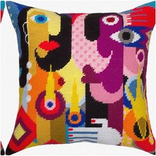 Handcrafted Elegance: Women's Stamped Cross-Stitch Kit for a 16x16 Inch Throw Pi