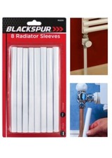 8 X WHITE RADIATOR PIPE COVERS 19.5cm SLEEVES SHROUDS SNAP AROUND PIPES NEW