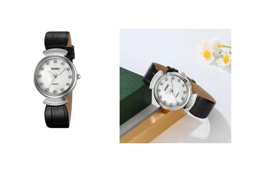 Elegant Ladies Watch Classy Design Beautiful Silver and Black Quick UK Delivery - Picture 4 of 4