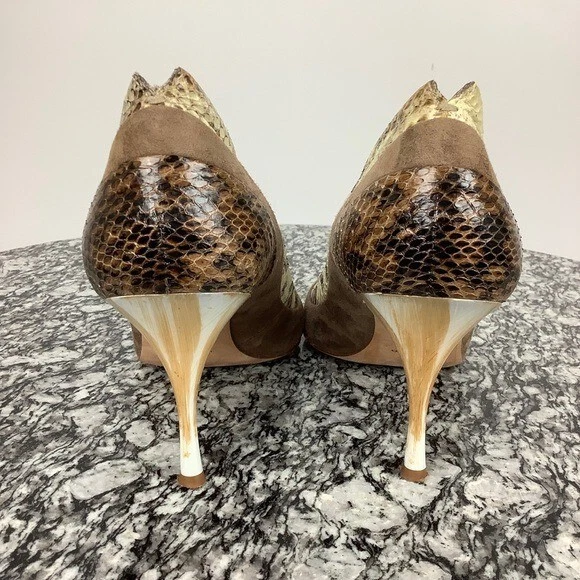 Zapatos de tacón Latitude para mujer de cuero en relieve de serpiente talla 8,5 EU 39 marrón crema de gamuza Foto 4 de 4