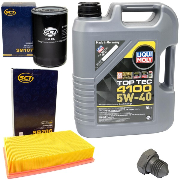 MotoröL Filter Set 5W40 5Liter + ÖLablassschraube FüR Audi 80 A6 Avant 100-image
