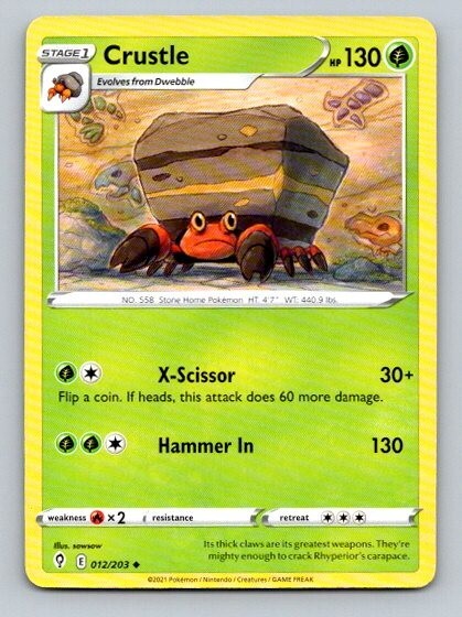 2021 Pokemon Card Evolving Skies Crustle 12/203