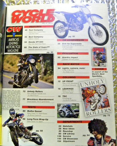 Cycle World Motorcycle Magazine August 2002 Fast Company Best Super Sport Shoot - Picture 2 of 4