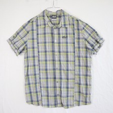 Jack Wolfskin Shirt Mens XL Regular Fit Outdoor Casual Button Plaid Short Sleeve