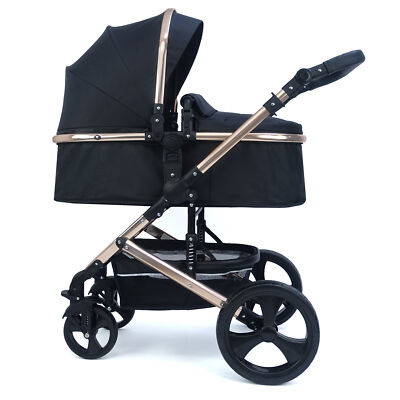 Pixini Kalani Kinderwagen Set 2in1 rosegold poliert / schwarz