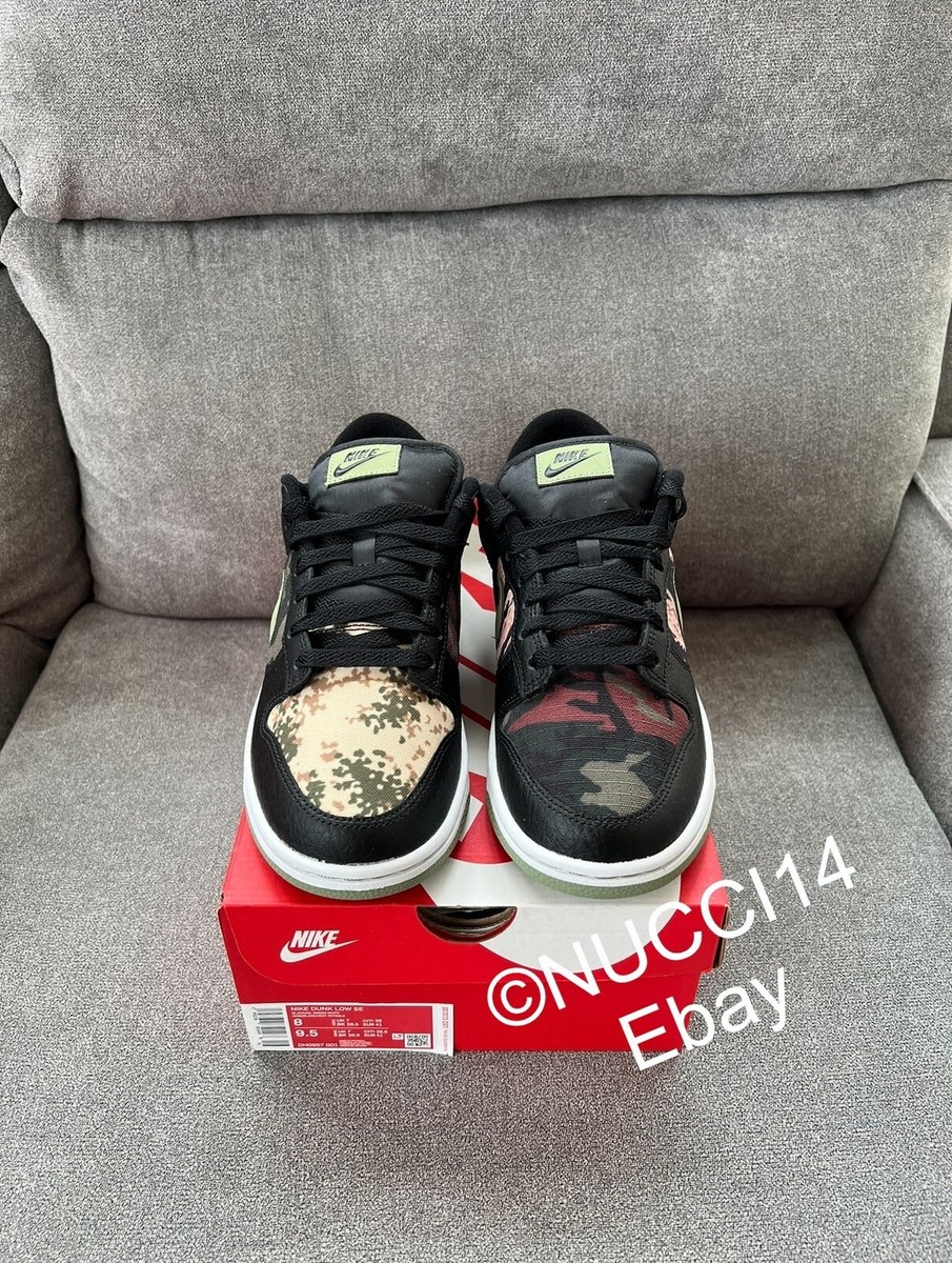 Size 8 - Nike Dunk SE Low Black Multi-Camo for sale online | eBay