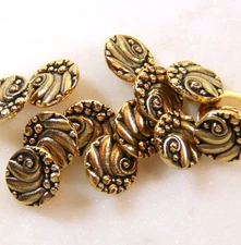 TierraCast Metal Shank Buttons, Czech Style,Antiq Gold Plate, 4 or More, 8826