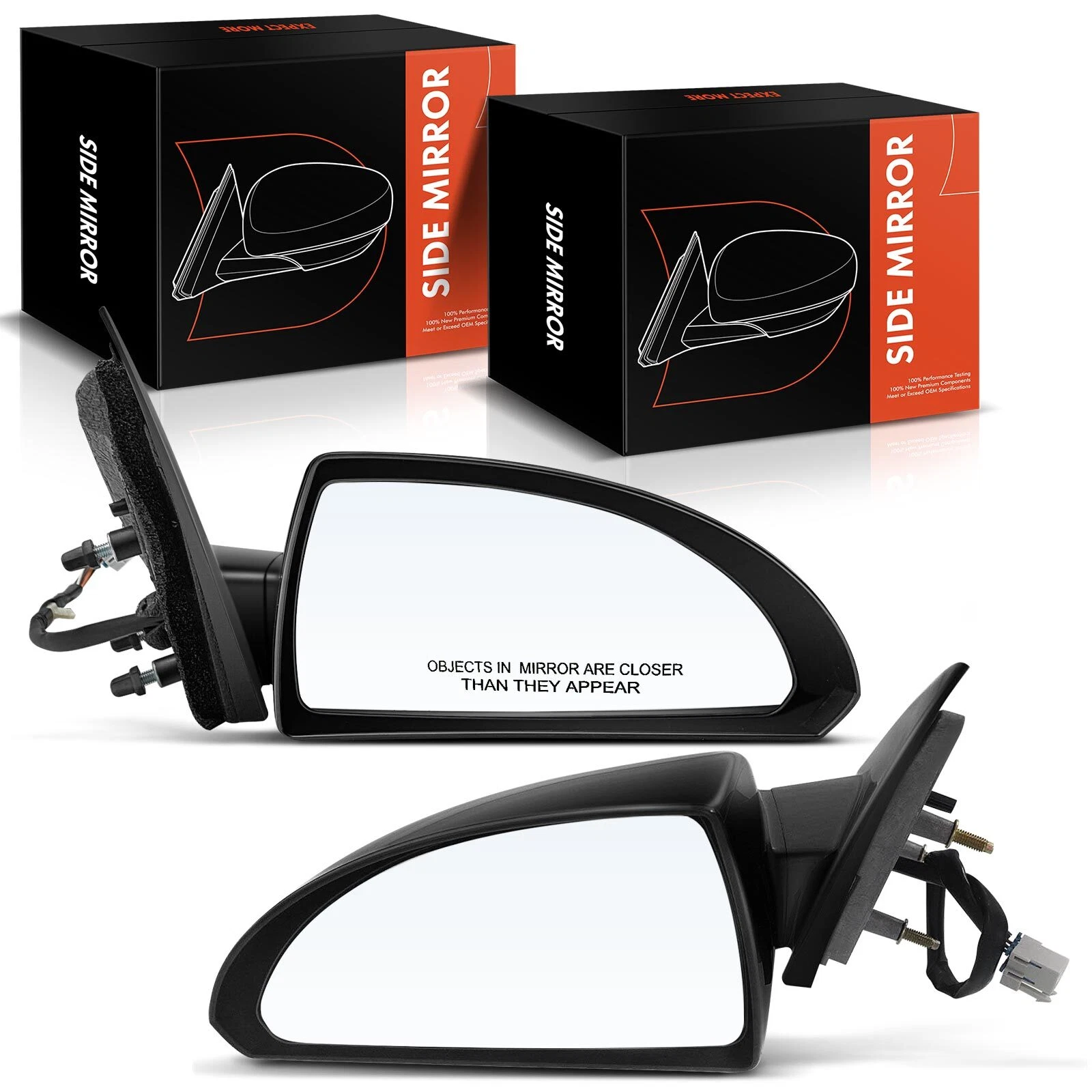 2Pcs Front Power Mirror Smooth Black for Chevy Impala 06-13 Impala Limited 14-16