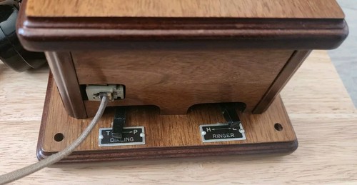 VINTAGE Eiche Holz, elektrisch - Drehzifferblatt - Wandtelefon! - Bild 4 von 7