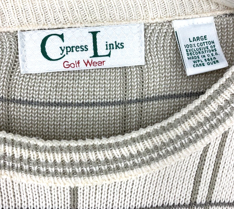 Suéter de golf vintage de eslabones de ciprés para hombre talla L bronceado ventana a cuadros hecho en EE. UU. Foto 4 de 4