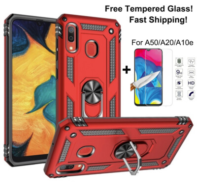 For Samsung Galaxy A10e A20 A50 Magnetic Ring Stand Armor Case Screen Protector