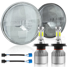 7 Inch Led Glass Headlight Round Original Classic Look Replacement Chrome 2x
