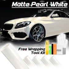 Premium Matte Pearl White Vinyl Vehicle Wrap Sticker Decal Air Release Bubble