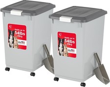 Dog Food Storage Container 2-Pack Up to 54 lbs Gray/Dark Gray Made in the USA