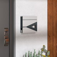 Galvanised Steel Post Box, Wall Mounted Mailbox with Viewing Window, Refurbished