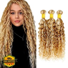 Blonde Highlight Human Hair Bundles 613 Water Wave 16 18 20 Inch