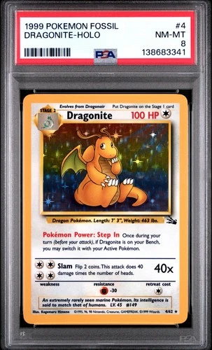 Dragonite Holo PSA 8 1999 Pokemon Fossil #4