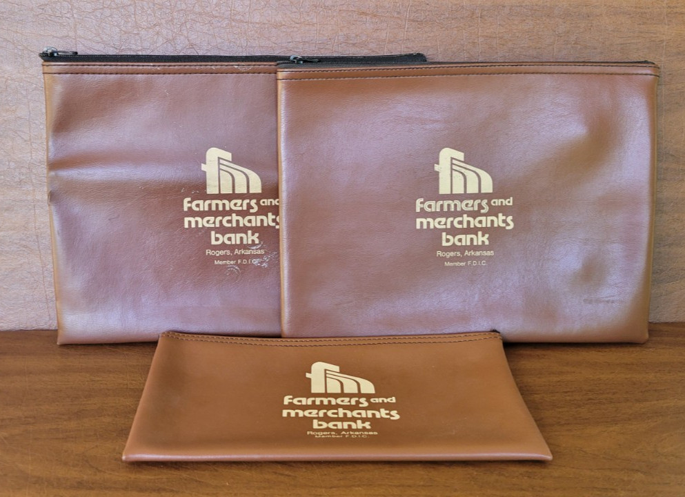 Vintage Farmers And Merchants Bank Rogers Arkansas Deposit Bank Bag Lot