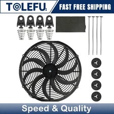 16" Heavy-Duty Radiator Cooling Fan ​Electric Car Thermostat Kit Reversible 12V