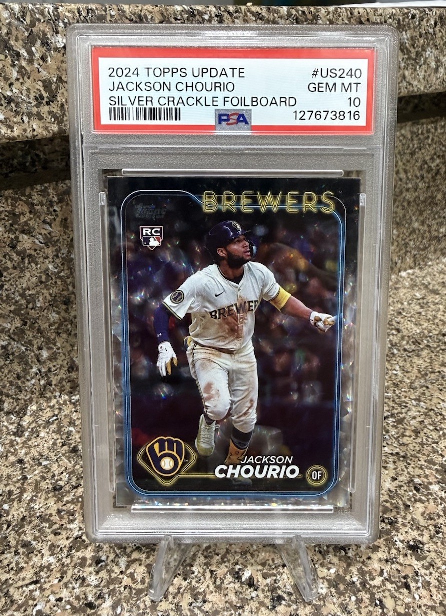 PSA 10 2024 Topps Update Jackson Chourio #US240 Silver Crackle Foilboard (RC)