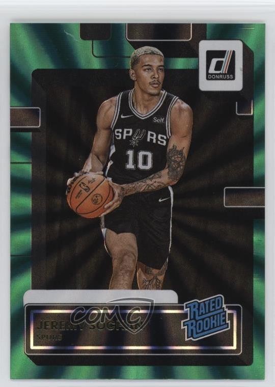 2022-23 Panini Donruss Rated Rookie Holo Green Laser Jeremy Sochan #209 1kl6
