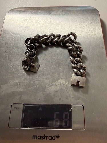Vintage Taxco Mexico 925 Sterling Silver Heavy Swirl Scroll Link Men Bracelet 68