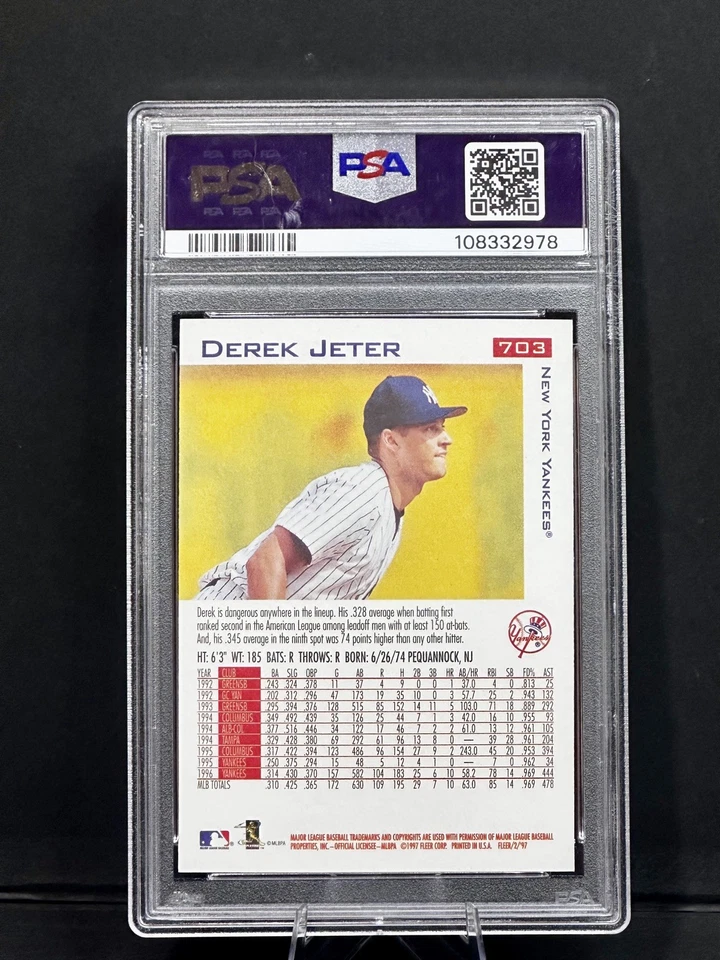 1997 Fleer Derek Jeter ENCORE GOLD #703 New York Yankees HOF PSA 10 🔥🔥 - Image 2 of 3