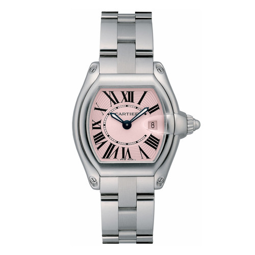 Cartier Roadster W62017V3 Ladies 31mm Pink Lacquer Dial Stainless Steel Watch