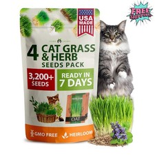 Cat Grass Refill 3200 Seeds Catnip Oat Alfalfa Mix Fast Growth Free Shipping
