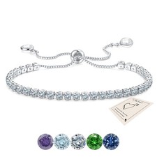 Tennis Bracelet for Women, Silver Cubic d Apr Birthstone-Cubic Zirconia