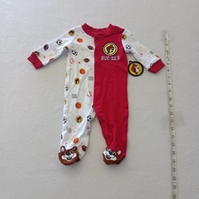 Baby Boy 3M Footed Sleeper Red White Buc-ee's Sports Cotton NWT