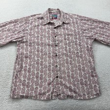 Reyn Spooner Mens Pineapple Print Aloha Shirt Button Down Short Sleeve L